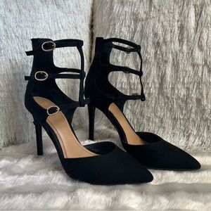 Black Velvet Anne Michelle Strappy High Heels Size 7
